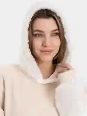 Белый худи женское "Тедди", утепленная толстовка