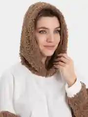 Песочный хаки худи женское "Тедди", утепленная толстовка