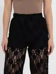 Черный прозрачные брюки, женские, палаццо, с кружевом Sharmin