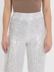 Белый женские брюки с пайетками