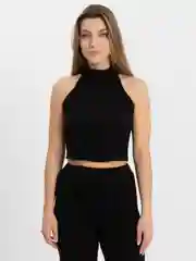 Черный женский костюм тройка: кофта, топ и лосины, ткань лапша