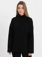 Черный костюм двойка женский, кофта и лосины из утепленной ткани в рубчик