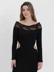 Черный платье вечернее блестящее, с блестками