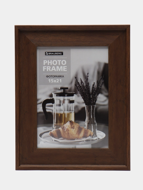 Рамка для фотографий на стену Brauberg Walnut, А5, пластик, цвет орех, 15 х 21 см