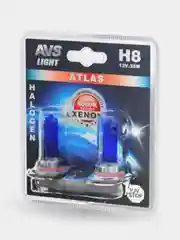 Галогенная лампа AVS ATLAS, 5000К, H8, 12V, 35W, 2шт