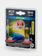 Галогенная лампа AVS ATLAS ANTI-FOG, желтый, H11, 12V, 55W, 2шт