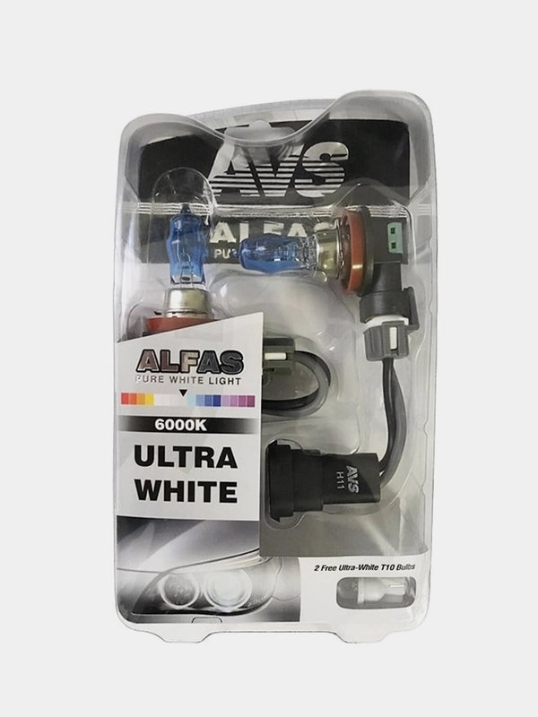 Газонаполненные лампы AVS ALFAS Pure-White 6000К, H11, 12V, 85W, комплект 2+2, T-10