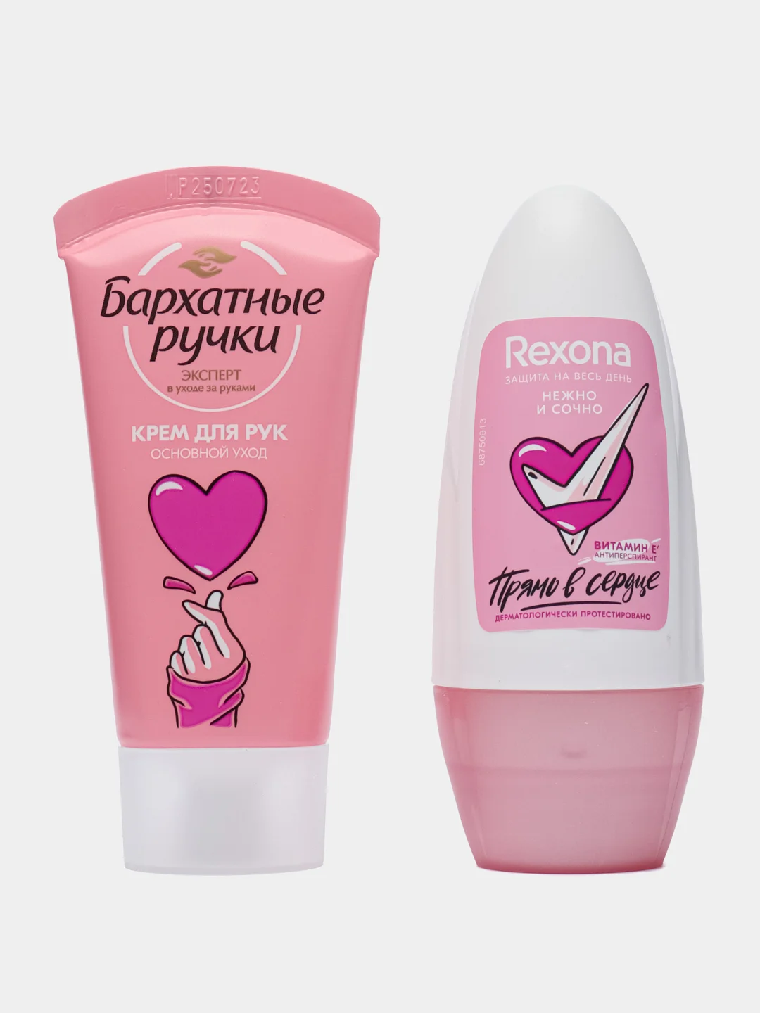 Подарочный набор Rexona "Прямо в сердце": роликовый дезодорант 50 мл, крем для рук 45 мл