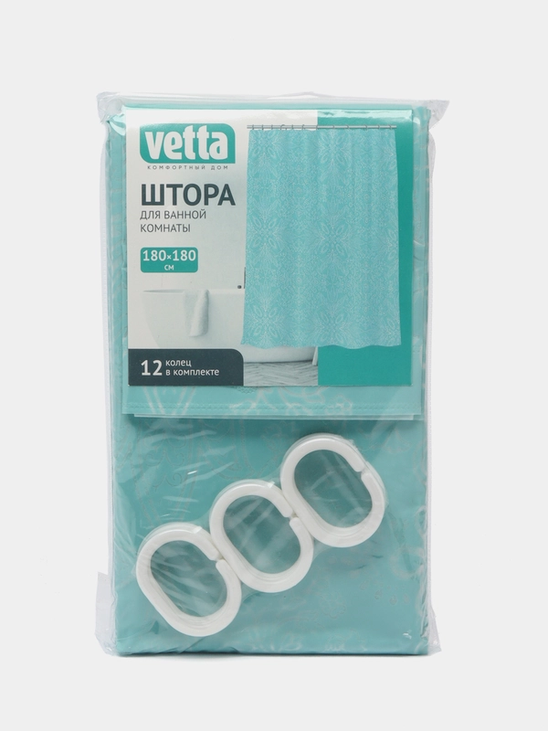 VETTA шторка для ванной, ПЕВА, 180 x 180 см, "Узоры на стекле"
