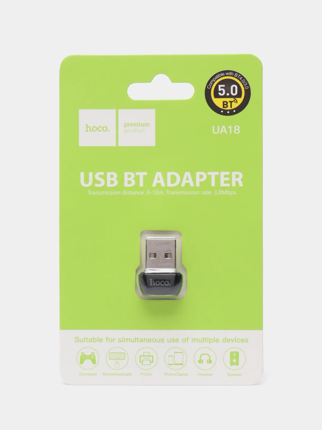 Черный адаптер Hoco UA18, USB, Bluetooth