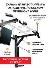 Турник-брусья 3 в 1 ЦЕНТРЛ СПОРТ черно белый с черными ручками разборный Aktiv