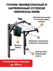 Турник-брусья 3 в 1 ЦЕНТРЛ СПОРТ черно белый с черными ручками разборный Aktiv