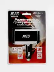 43255 Разветвитель прикуривателя 12/24 (на 2 выхода+USB) CS212U со светодиодной подсветкой