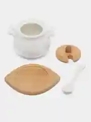 Сахарница керамика, 10.5 х 9 х 8.5 см, с ложкой, на подставке, Y4-6586