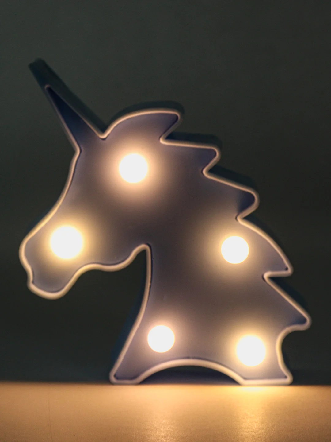 Светильник "Disko-Единорог", 13*11,5 см, на батарейках, 5 LED ламп, цвет голубой