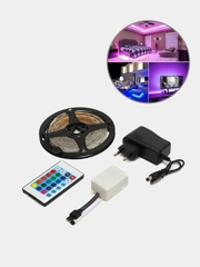 Светодиодная лента с пультом многоцветная, RGB, 16 цветов, 5 метров, гирлянда, подсветка