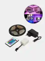 Светодиодная лента с пультом многоцветная, RGB, 16 цветов, 5 метров, гирлянда, подсветка