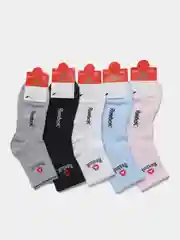 Носки женские спортивные с вышитым принтом Рибок (Reebok) средней длины, хлопок, 5 пар