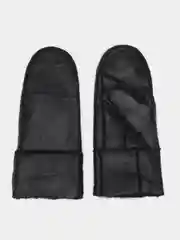 Черный варежки из овчины, дубленчатые