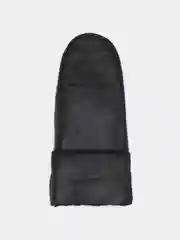 Черный варежки из овчины, дубленчатые