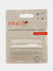 Антипаразитарные био-капли от блох и клещей на холку Muzzle для кошек и котят, 1 мл