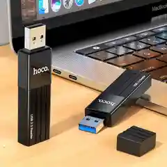 Хром адаптер-переходник Hoco HB20, HB22, картридер USB, TF, Micro SD
