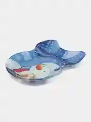 Синий блюдо сервировочное, новогоднее