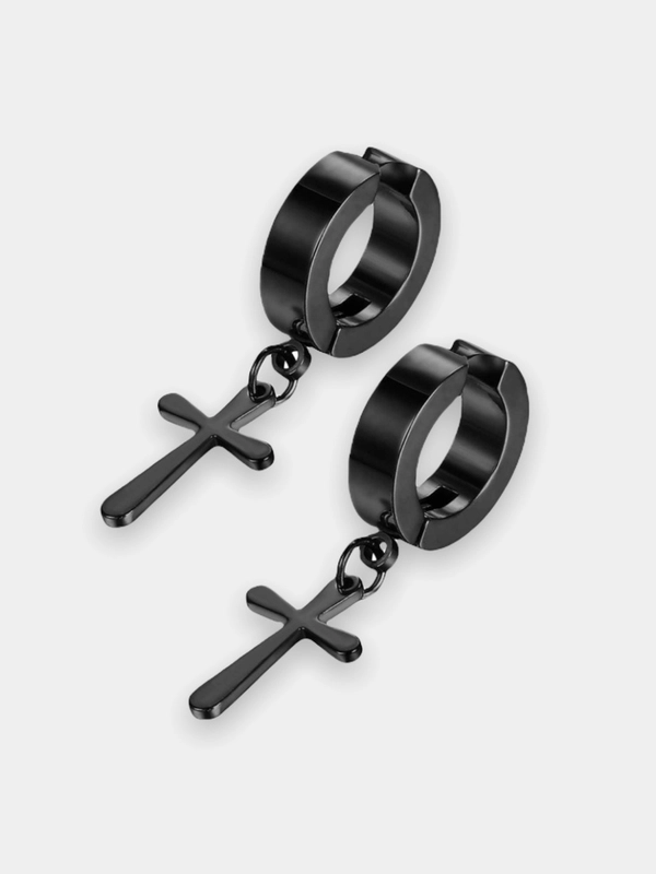 Серьги кольца Кресты /серьги с крестиками из стали