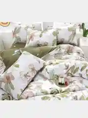 Салатовый комплект постельного белья, евро, сатин