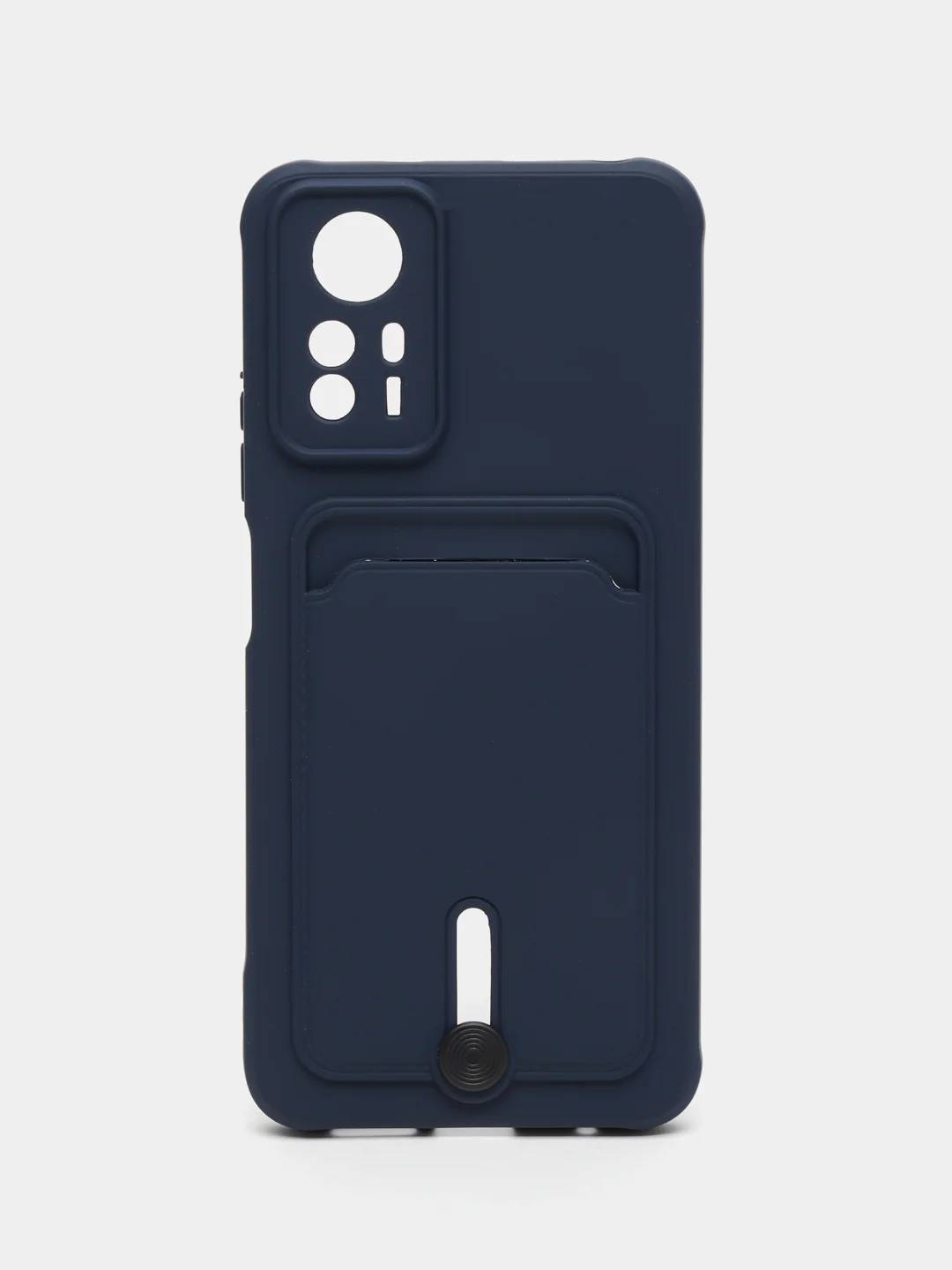 Темно-синий чехол на Redmi Note 12S (Редми Нот 12с), силиконовый, с карманом для карты