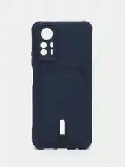 Темно-синий чехол на Redmi Note 12S (Редми Нот 12с), силиконовый, с карманом для карты