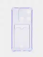 Сиреневый чехол для Infinix Hot 12 Pro (Инфиникс Хот 12 Про), прозрачный, с карманом для карты