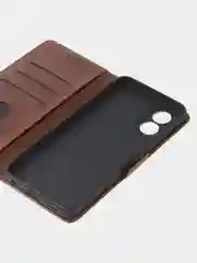 Коричневый чехол-книжка GQ Lite для Oppo A18 / Oppo A38 из высококачественной кожи