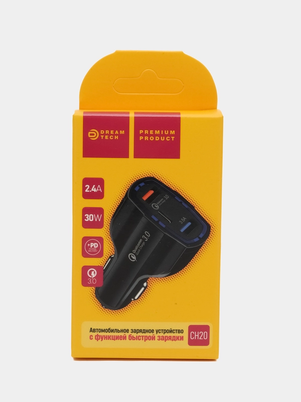 Автомобильное зарядное устройство QC3.0 PD, 30W, 2,4A