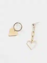 Серьги сердечки ассимитричные под золото,серьги женские гвоздики