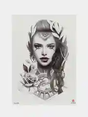 Вишнёвый временная переводная татуировка "Девушки, цветы, птицы", 21 х 15 см