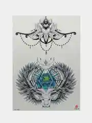Коралловый временная переводная татуировка "Девушки, цветы, птицы", 21 х 15 см