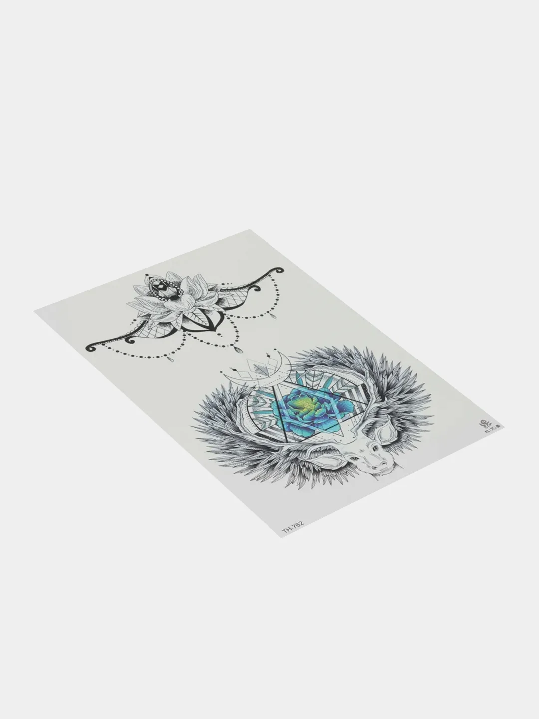 Коралловый временная переводная татуировка "Девушки, цветы, птицы", 21 х 15 см