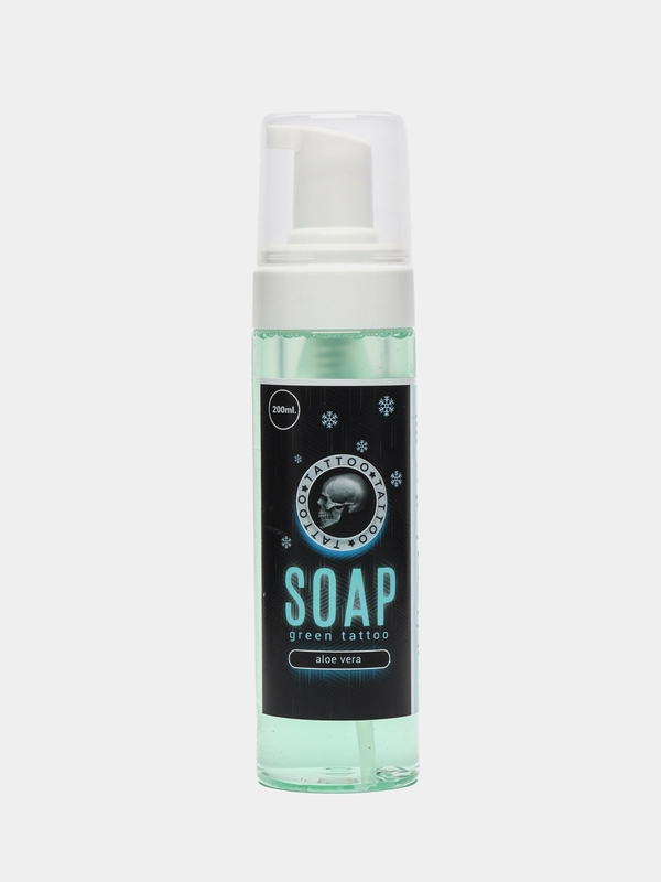 Пенка антибактериальная SOAP green tattoo, для татуажа и татуировок, 200 мл
