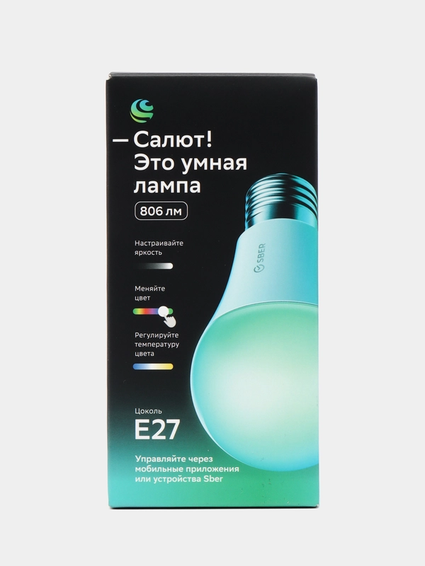 Умная лампа Sber А60, E27, светодиодная, управление голосом, Wi-Fi, bluetooth