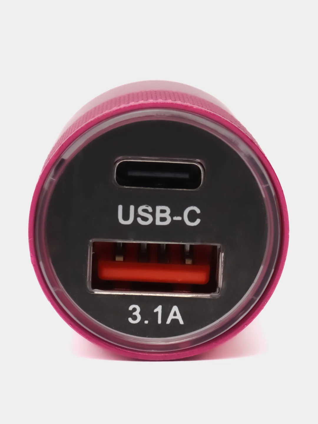Красный автомобильная зарядка Type C, USB, 3.1 А, в прикуриватель, быстрая зарядка