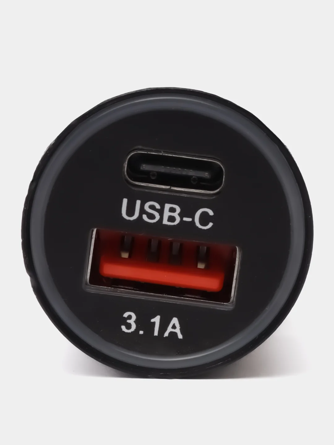 Серебряный автомобильная зарядка Type C, USB, 3.1 А, в прикуриватель, быстрая зарядка