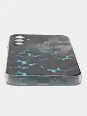 Бирюзовый чехол на Samsung Galaxy A24 (Галакси A24), прозрачный, с рисунком, защита камеры