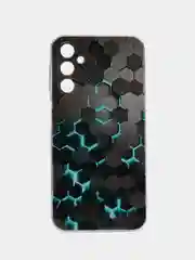 Бирюзовый чехол на Samsung Galaxy A24 (Галакси A24), прозрачный, с рисунком, защита камеры