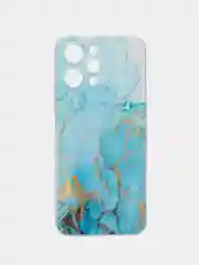 Светло-синий силиконовый чехол на Xiaomi Redmi 12 (Редми 12), прозрачный, с рисунком, защита камеры