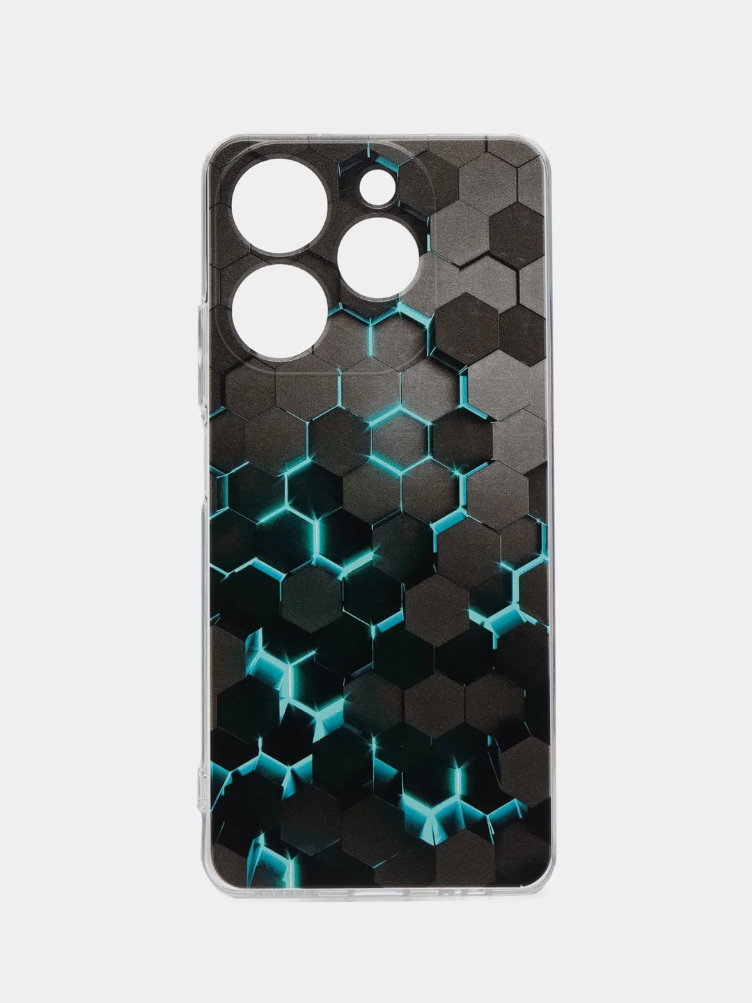 Бирюзовый чехол на Tecno Spark 10 Pro (Текно Спарк 10 Про), прозрачный, с рисунком, защита камеры