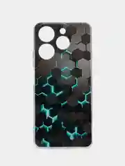 Бирюзовый чехол на Tecno Spark 10 Pro (Текно Спарк 10 Про), прозрачный, с рисунком, защита камеры