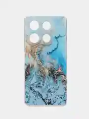 Голубой чехол для Infinix Note 30 Pro (Инфиникс Нот 30 Про), прозрачный, с рисунком, защита камеры