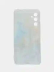 Голубой чехол на Samsung Galaxy A34 5G (Самсунг A34), прозрачный, с рисунком, защита камеры