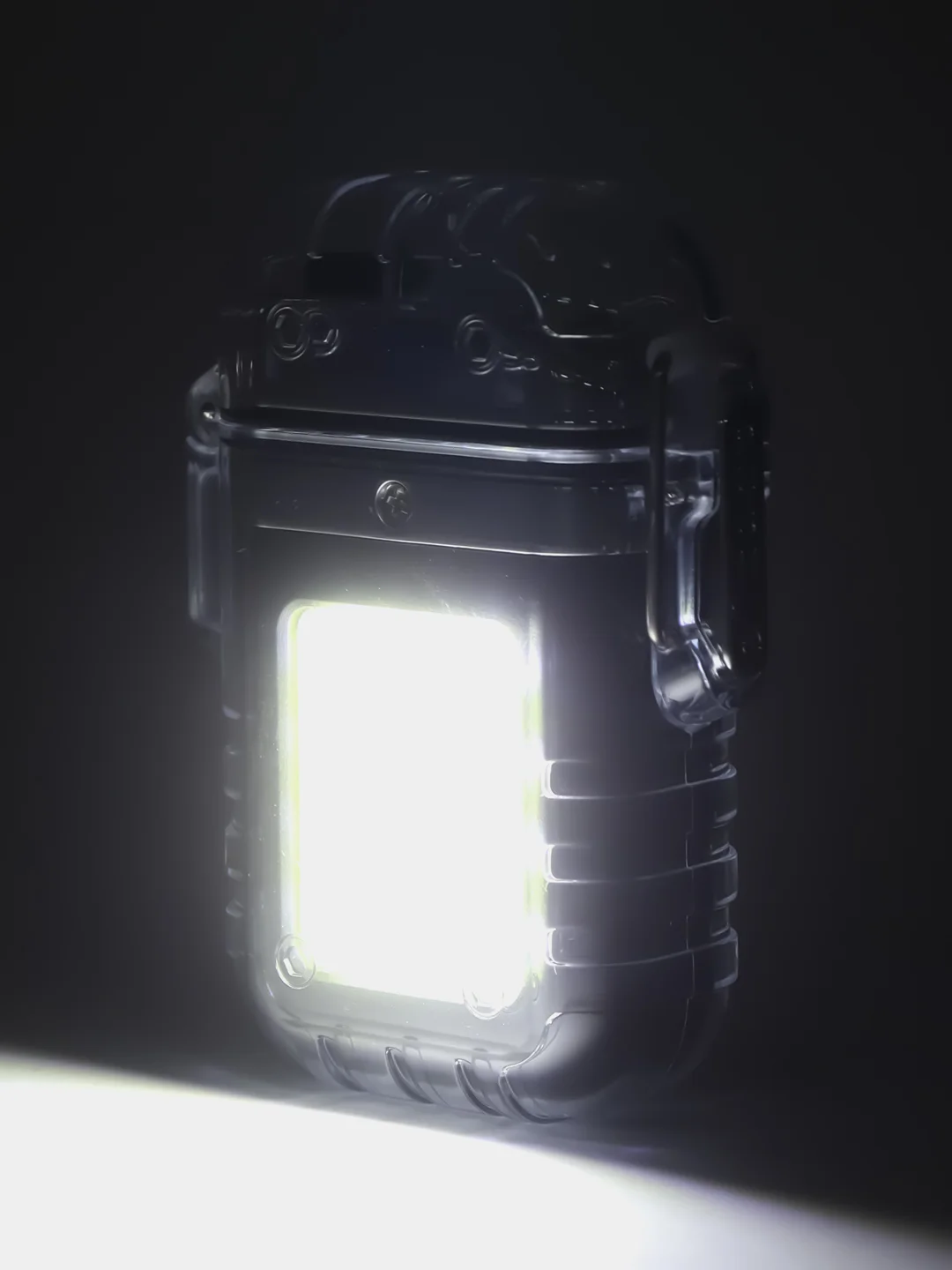 Черный зажигалка электронная, с фонариком, USB, плазменная спираль